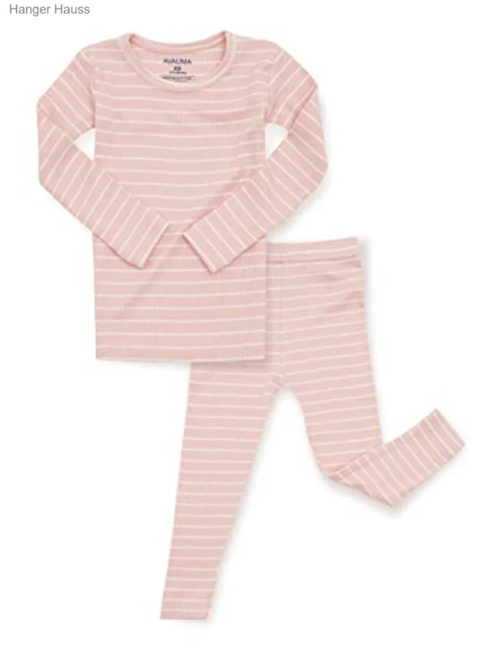 Kids Striped Ribbed Snug Fit Pajama Set Long Sleeve Viscose